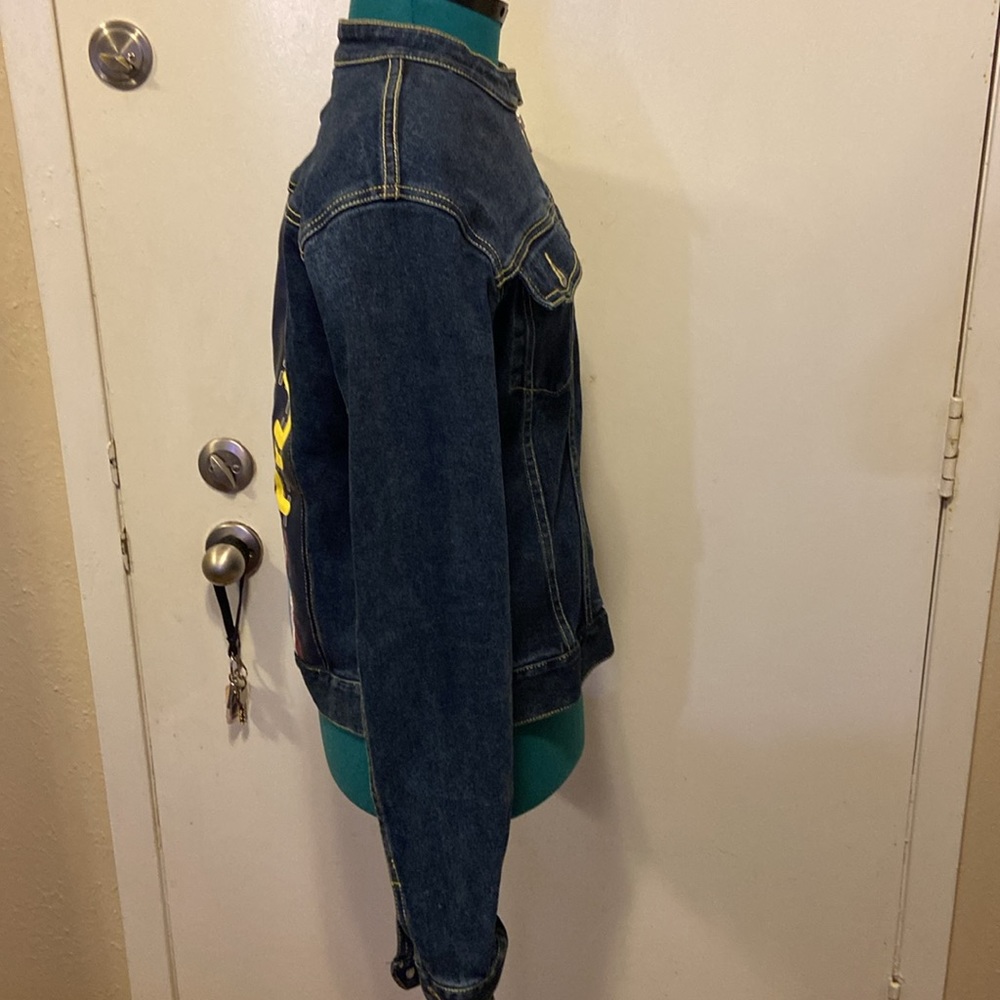 Fila Jean Jacket w/Colorful Back Zip & Button Front 2 Pockets Pristine LG - Picture 12 of 16